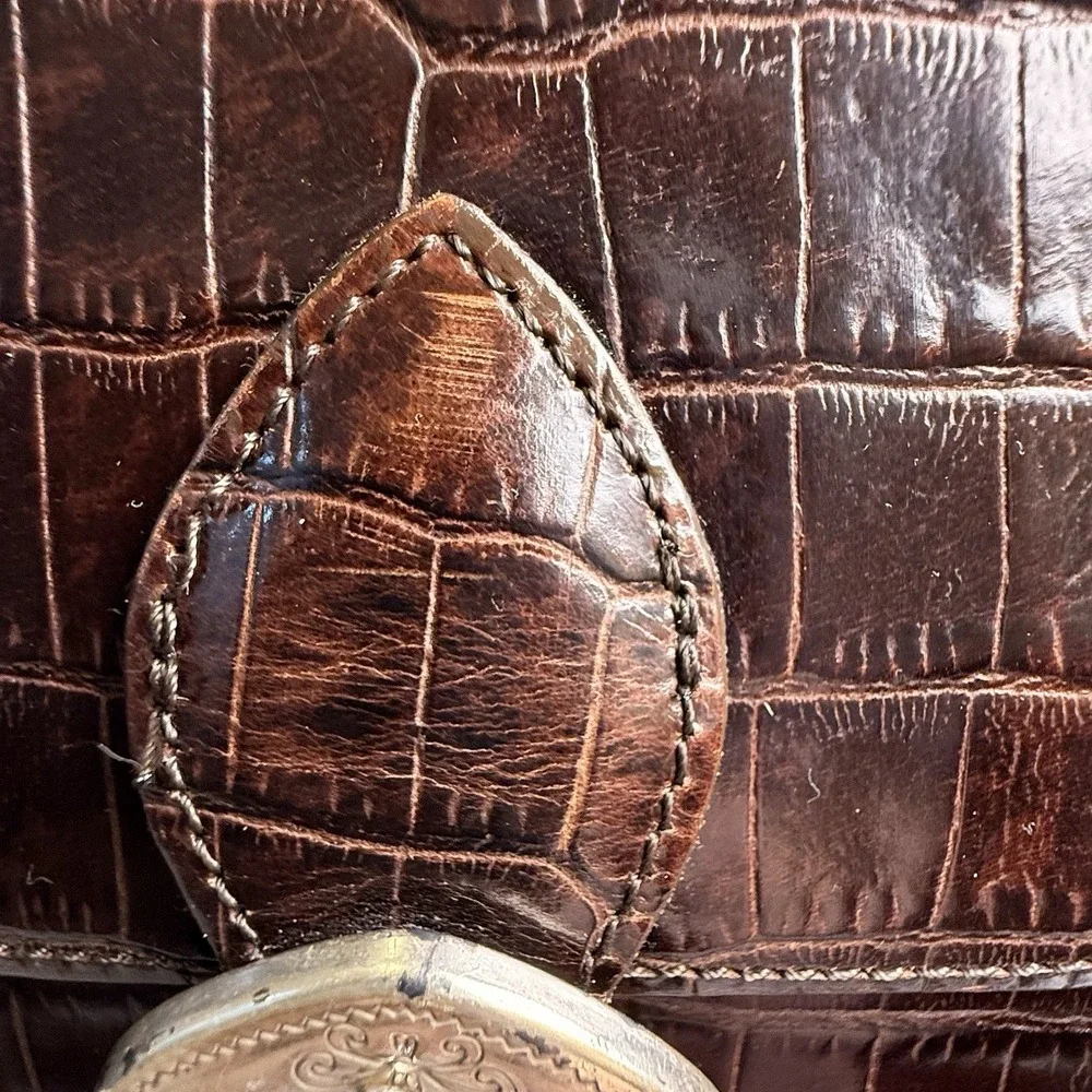 Vtg Brighton Brown Leather Braided Strap Purse Western Chic Coastal Cowgirl